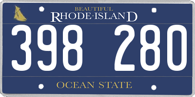 RI license plate 398280