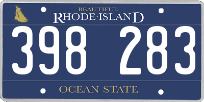 RI license plate 398283