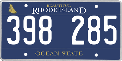 RI license plate 398285