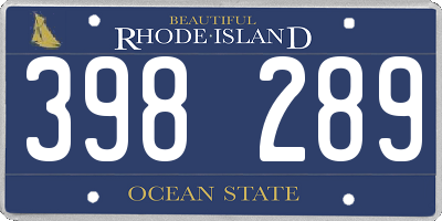 RI license plate 398289