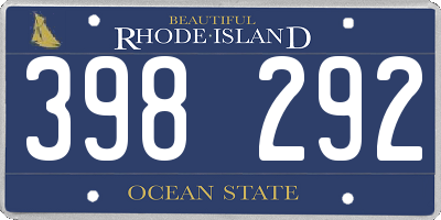 RI license plate 398292