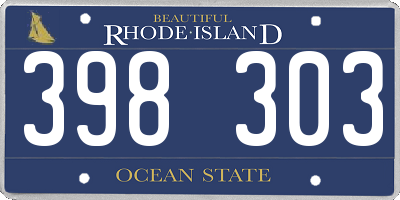 RI license plate 398303