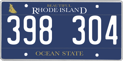 RI license plate 398304