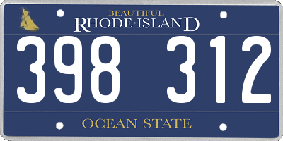 RI license plate 398312