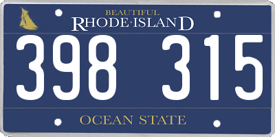 RI license plate 398315