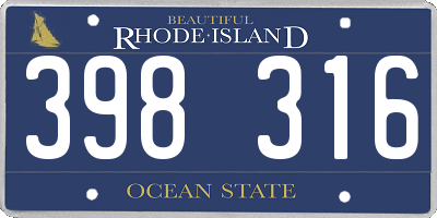 RI license plate 398316