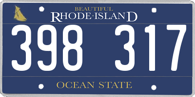 RI license plate 398317