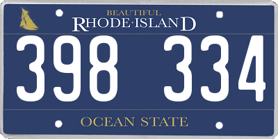 RI license plate 398334