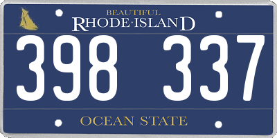 RI license plate 398337