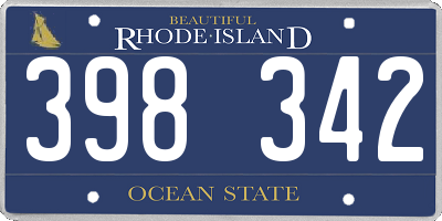 RI license plate 398342