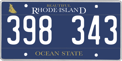 RI license plate 398343