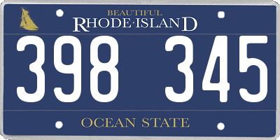 RI license plate 398345