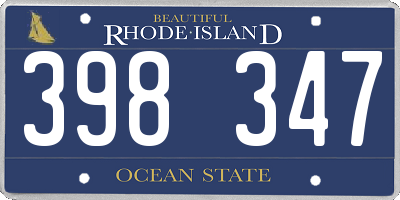 RI license plate 398347