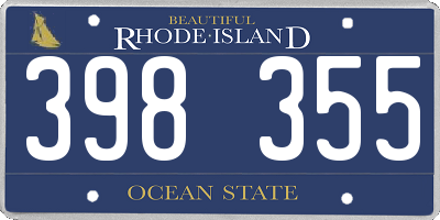 RI license plate 398355