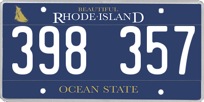 RI license plate 398357