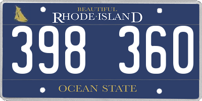 RI license plate 398360