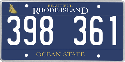 RI license plate 398361