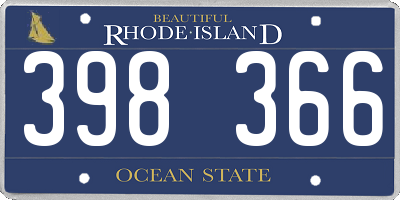 RI license plate 398366