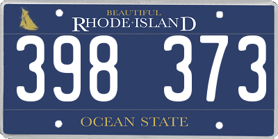 RI license plate 398373
