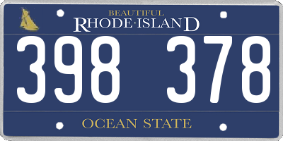 RI license plate 398378
