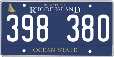 RI license plate 398380