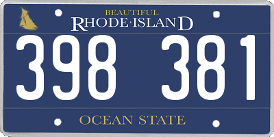 RI license plate 398381
