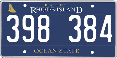 RI license plate 398384