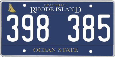 RI license plate 398385