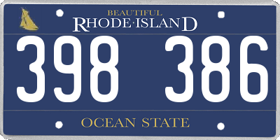 RI license plate 398386