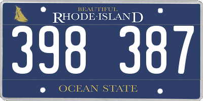 RI license plate 398387