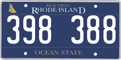 RI license plate 398388