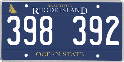 RI license plate 398392
