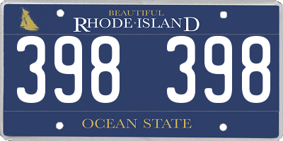 RI license plate 398398