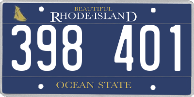 RI license plate 398401