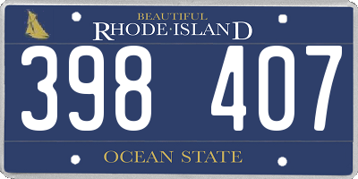 RI license plate 398407