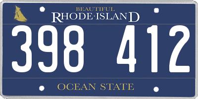 RI license plate 398412
