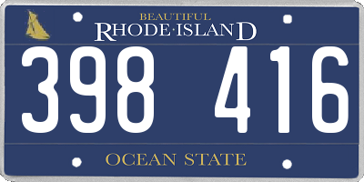 RI license plate 398416