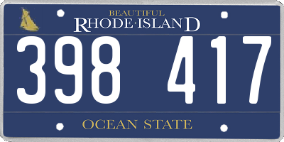RI license plate 398417