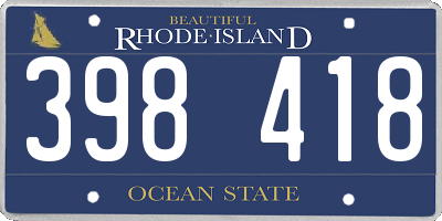 RI license plate 398418