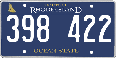 RI license plate 398422
