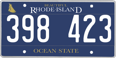 RI license plate 398423