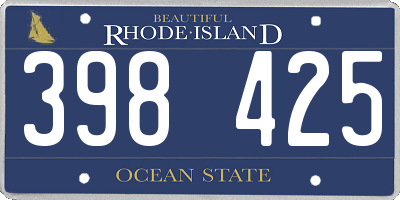 RI license plate 398425