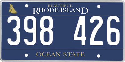 RI license plate 398426