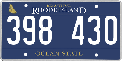 RI license plate 398430