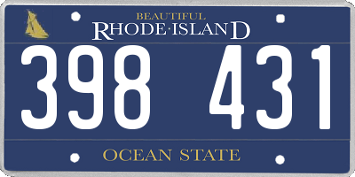 RI license plate 398431
