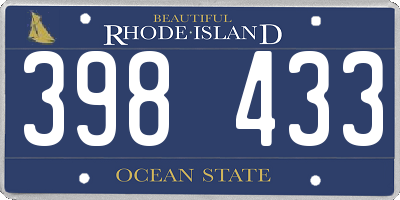 RI license plate 398433