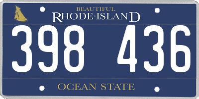 RI license plate 398436