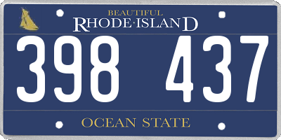 RI license plate 398437