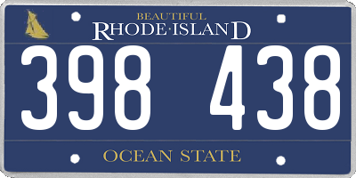 RI license plate 398438