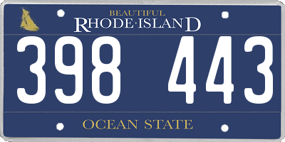 RI license plate 398443